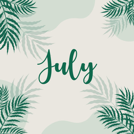 Hello July. Welcome july with summer vibes vector.のイラスト素材