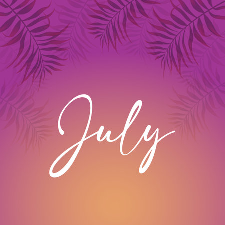 Hello July. Welcome july with summer vibes vector.のイラスト素材