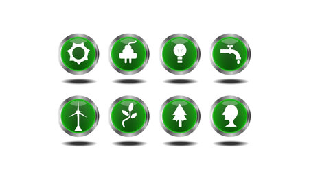 Set of 10  green icons - ecology