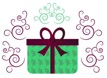 Green gift with ribbon on white backgroundのイラスト素材