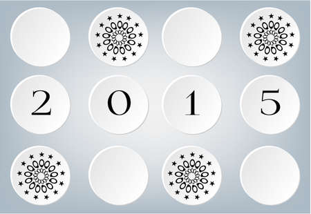 Gray card with black snowflakes and numbersのイラスト素材