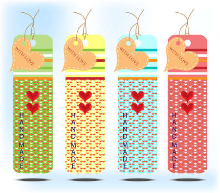 Four colorful card with heart on bright backgroundのイラスト素材