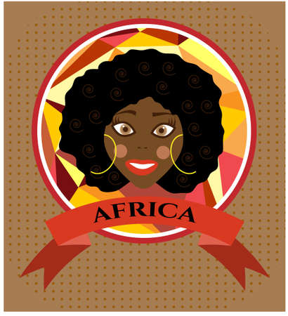 Label with smiling woman on dotted backgroundのイラスト素材