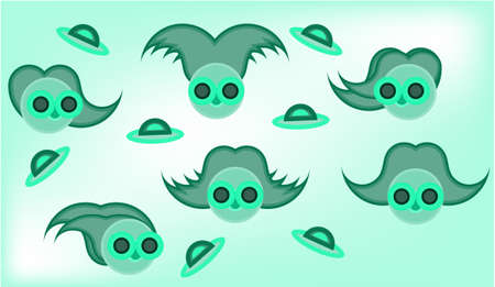 Picture of alien green face  on bright backgroundのイラスト素材