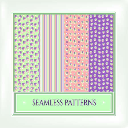 Set of four colorful romantic bright patternsのイラスト素材