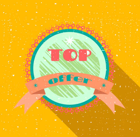 Advertising label with text - top offer, yellow backgroundのイラスト素材