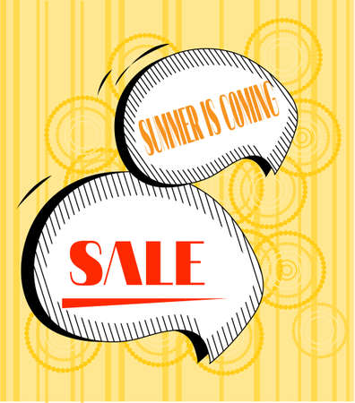 Advertising label with text summer, sale, yellow backgroundのイラスト素材
