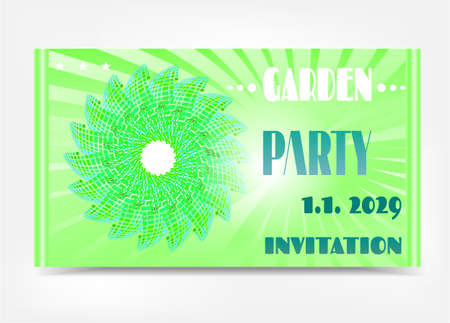 Green invitation with huge flower and textのイラスト素材