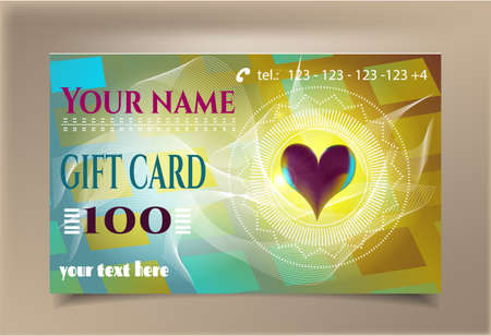 Colorful, unusual gift card with text and huge heartのイラスト素材