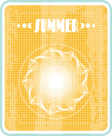 Summer card with huge sun and text on dotted backgroundのイラスト素材