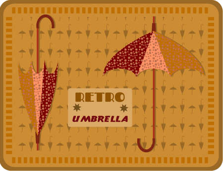 Pictures of dotted umbrellas on yellow backgroundのイラスト素材