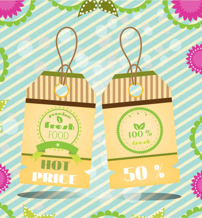 Group of two hanging tags with patternsのイラスト素材