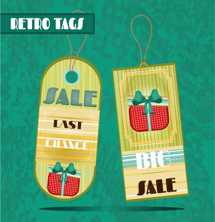 Group of two hanging tags with patternsのイラスト素材