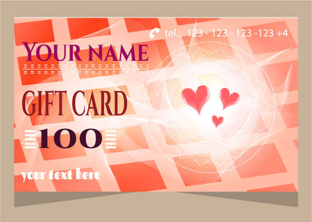 Red gift card with text and heartsのイラスト素材