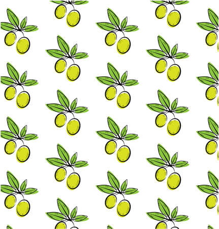 One, beautiful, natural pattern with green olivesのイラスト素材