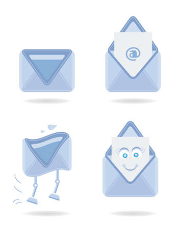 Set of blue, modern, isolated icons - envelopesのイラスト素材