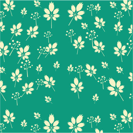 One pattern with flowers and leaves, retro designのイラスト素材