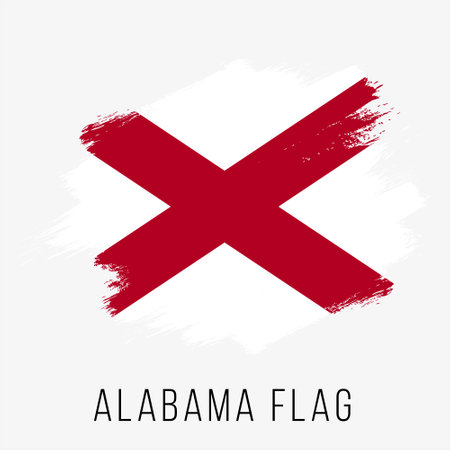 Flag of Alabama in grunge style. Brush stroke background. Vector illustration.のイラスト素材