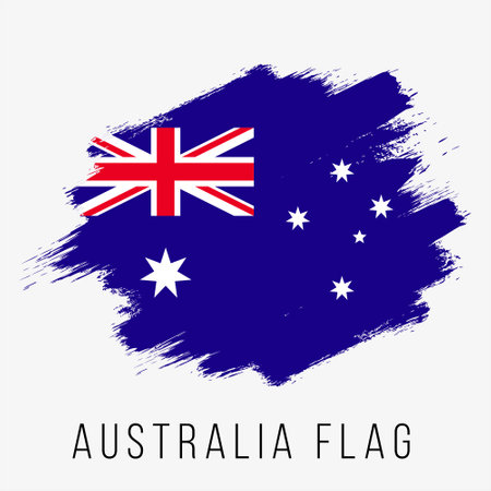 Flag of Australia in grunge style. Brush stroke background.のイラスト素材