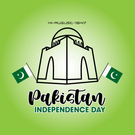Independence day of Pakistan vector illustration. Suitable for greeting card, poster and banner.のイラスト素材