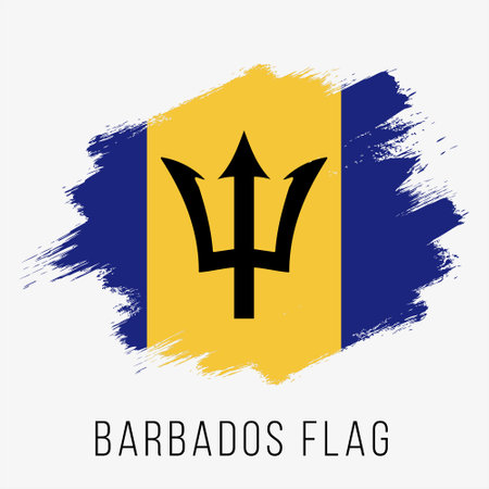 Barbados flag with brush stroke in grunge style. Vector illustration.のイラスト素材