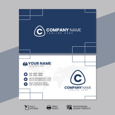 company logo design with modern business card template in blue and gray colorsのイラスト素材