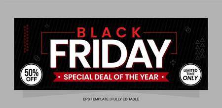 Black Friday sale banner template design, Big sale special offer up to 80% off. vector illustrationのイラスト素材