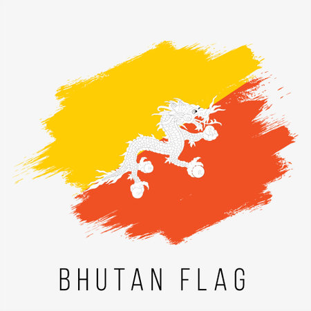 Flag of Bhutan in grunge brush stroke. Vector illustration.のイラスト素材
