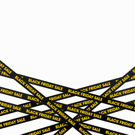 Black and yellow police tape isolated on white background. Vector illustration.のイラスト素材