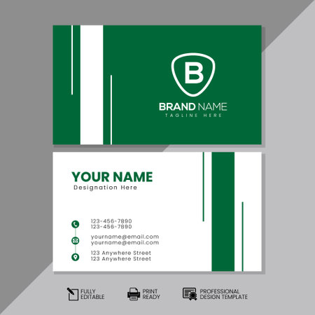 Green Business Card Template - Visiting for your company, Modern Creative and Clean identity Card Vectorのイラスト素材