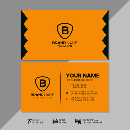 company business card design template in orange and black color with initial letter Bのイラスト素材