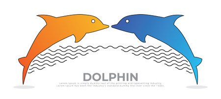 Dolphin  design template. Abstract vector illustration of two dolphins.のイラスト素材
