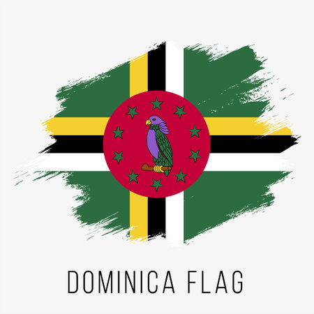 Dominica flag with brush stroke in national colors. Vector illustration.のイラスト素材