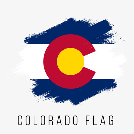 Flag of USA State Colorado. Vector illustration. Grunge brush stroke.のイラスト素材