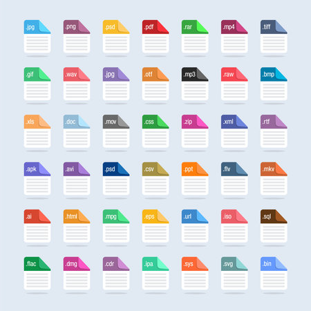 Vector set of colorful paper sheets with numbers in flat design style.のイラスト素材