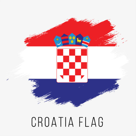 Flag of Croatia. Vector illustration. Grunge brush stroke.のイラスト素材