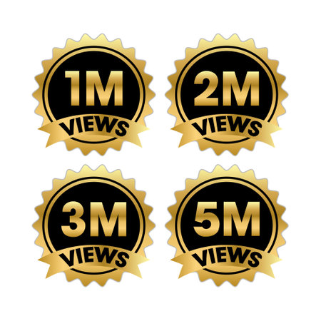 Vector set of gold award ribbons and labels on white background.のイラスト素材