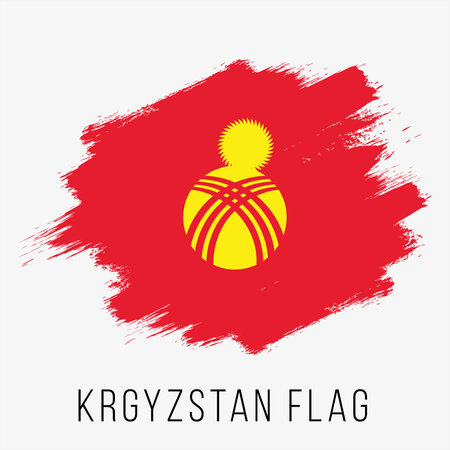 Kyrgyzstan flag vector illustration on a white background.のイラスト素材
