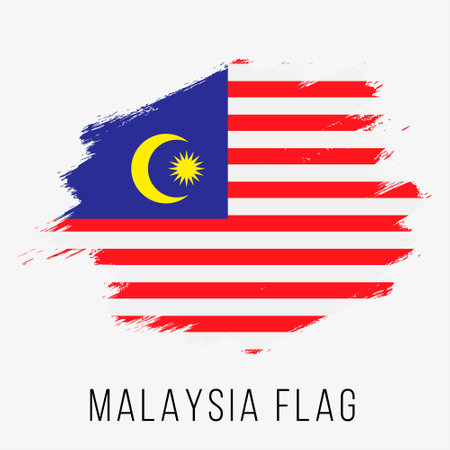 Malaysia flag vector illustration on a white background. Independence Day.のイラスト素材