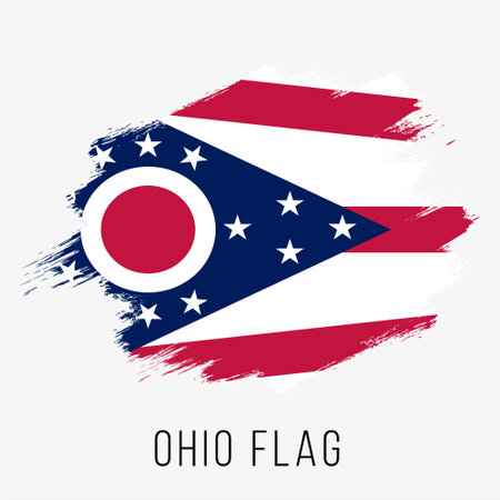 Flag of Ohio. Vector illustration. Grunge Brush Stroke.のイラスト素材
