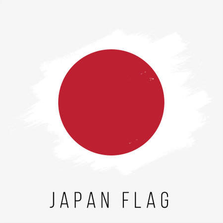 Flag of Japan in grunge style. Brush stroke vector illustration.のイラスト素材