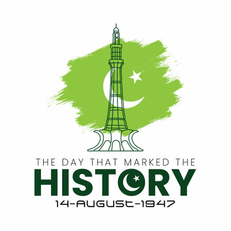 Vector illustration of a Background for Pakistan Independence Day. Suitable for greeting card, poster and banner.のイラスト素材