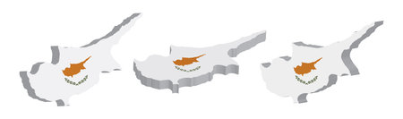 3D Cyprus map and flag on a white background. Vector illustration.のイラスト素材
