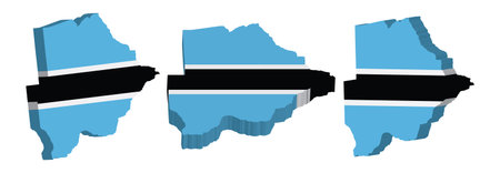 3D Botswana map flag in the shape of a continent with bordersのイラスト素材