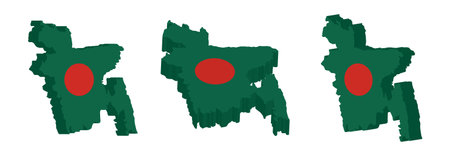 3D Bangladesh map with flag. Vector illustration on white background.のイラスト素材