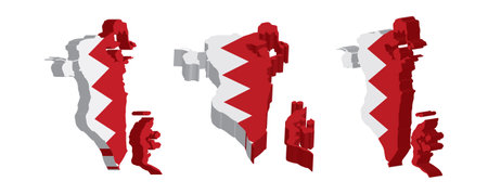 3D Bahrain flag in the shape of a map. Vector illustration.のイラスト素材