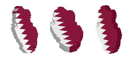 3D Qatar map and flag in 3d isometric designs. Vector illustration.のイラスト素材