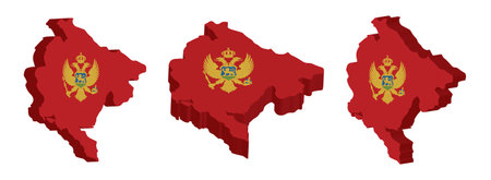 3D Map and flag of Montenegro. Vector i3D llustration on white background.のイラスト素材