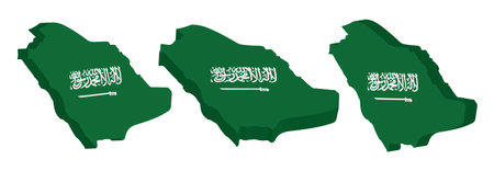 3D Saudi Arabia map with flag on a white background. Vector illustration.のイラスト素材
