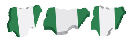3D Nigeria flag and map on a white background. Vector illustration.のイラスト素材